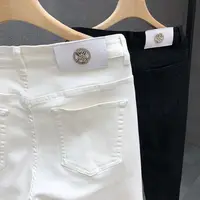 Jeans slim de rue coréenne pour hommes, tissu denim, décontracté, monochromatique, blanc, noir, punk, fjk, printemps, automne, haute qualité 6