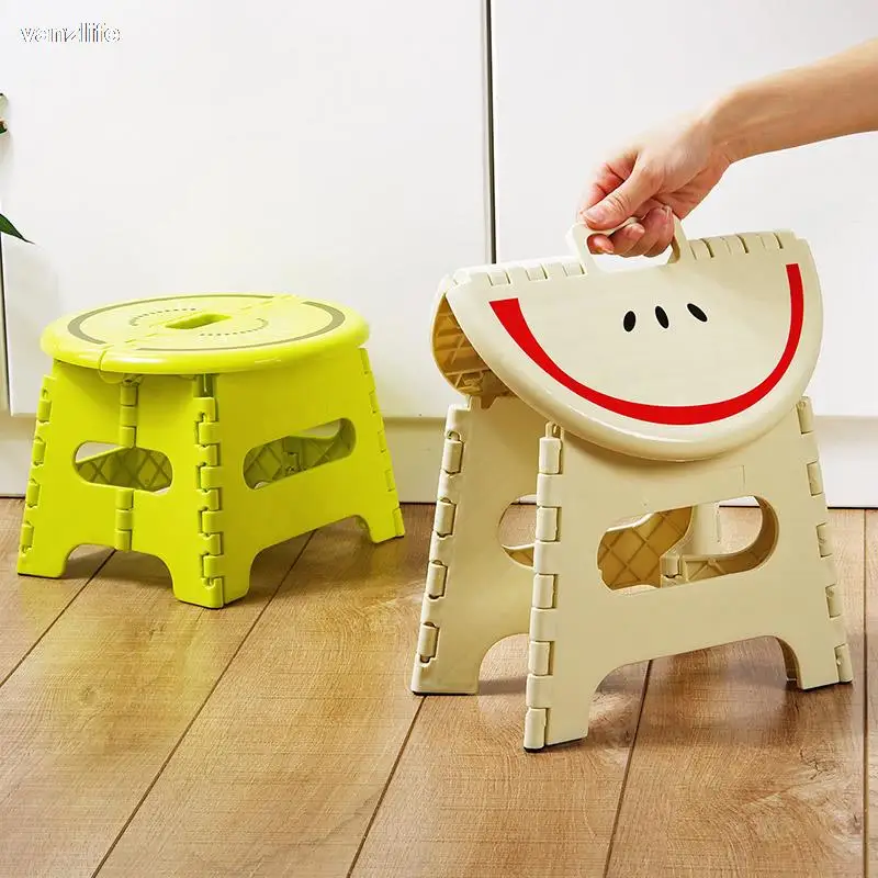 Folding stool plastic portable non-slip family adult children small chair outdoor portable thick Maza small bench