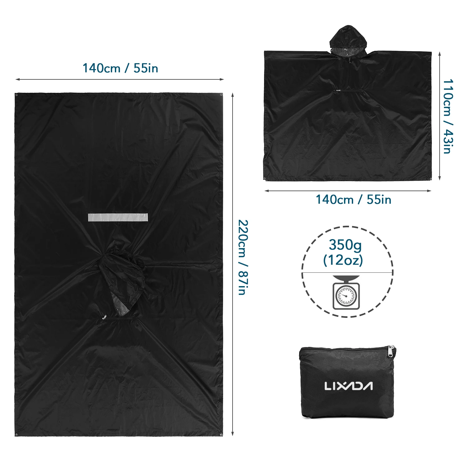 【Sale】rain poncho Lixada Hooded Rain Poncho Waterproof Raincoat Jacket Cycle Rain Cover for Outdoor Camping Hiking Fishing