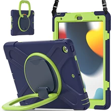 

for iPad 10.2 inch 2019 2020 2021 iPad7 8 9th Gen Tablet Case Heavy Duty Silicone Shockproof Case with Stand Shoulder Strap