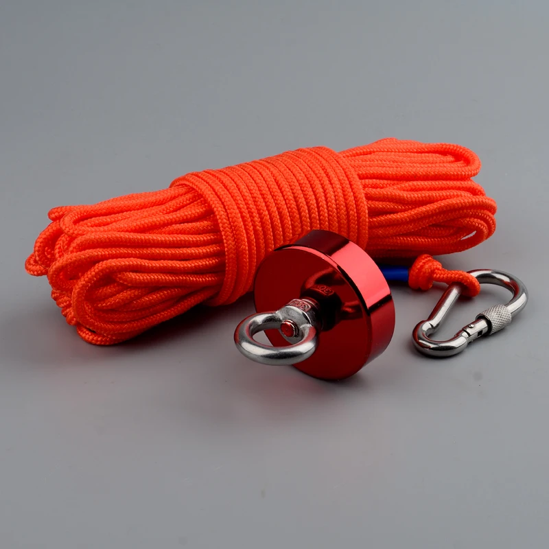 Festival Gift 90KG N52 Neodymium Red Magnet Permanent Imane Lifting Magnets 10m Rope Option Search Magnetic