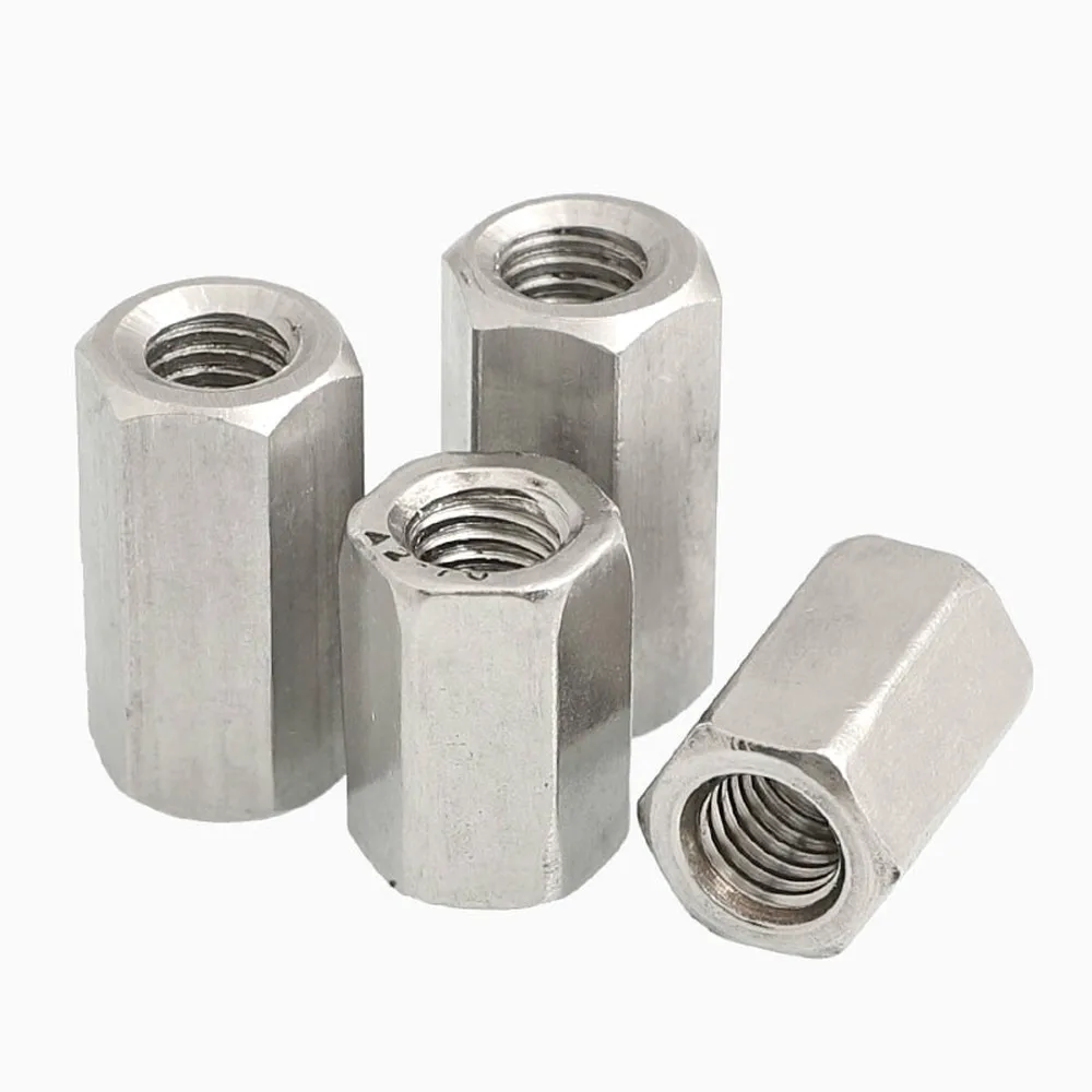 

5/2pcs M6 M8 Hex Coupling Nut Rod 304 A2 Stainless Steel Long Hexagonal Nut Connection Thread Nut Fit Blot All-Thread Bar Stud