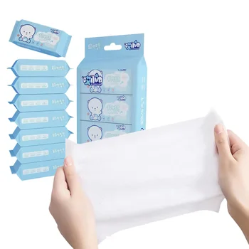 64 Salviette Monouso Mini Portatili da Viaggio, Facili da Estrarre, per Pulizia della Bocca, Salviette Umidificate per Casa, Ufficio, Scuola, Uso Quotidiano