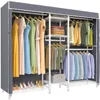 V6C Heavy Duty Covered Clothes Rack Portable Wardrobe Closet, 5 Tiers Wire Garment Rack White Metal Clothing Rack 2