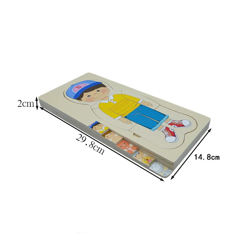 Montessori Wooden Multi-layer Puzzle Human Body Jigsaw Game Boys Girls Body Structure Early Educational Toys For Children Kids 5