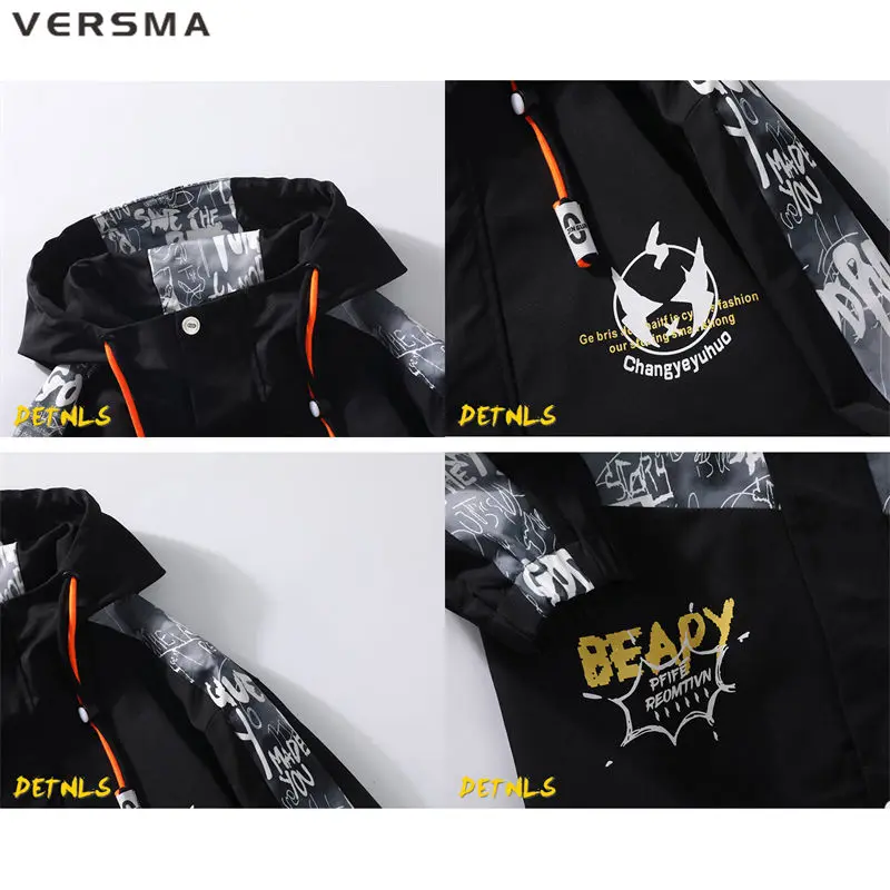 VERSMA Japanese Cargo Trench Men Loose Windbreaker Jackets Coats Vintage Streetwear Oversize Long Sleeve Male Clothing Plus Size