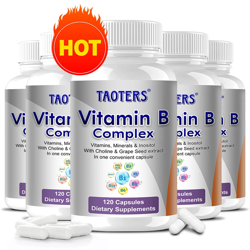 

Taoters Vitamin B Complex Capsules for Healthy Hair and Skin, Nerves, Immune Function and Metabolism Support