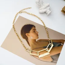 

European and American fashion baroque necklace women 2022 retro simple geometric ladies collarbone chain necklace alloy jewelry