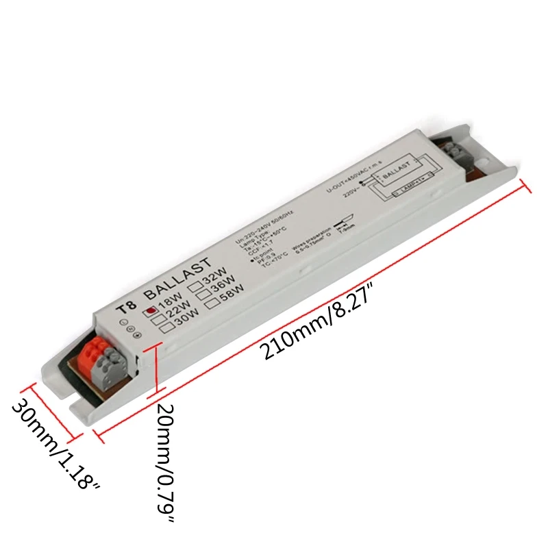 8x1inch Durable T8 Electronic Ballast Fluorescent Lamp Light Ballast Replacement Professional Electrical Adapter