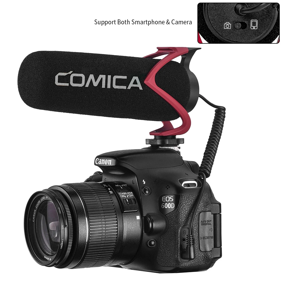 Microfono shotgun supercardioide Comica CVM-V30 LITE per videocamera, microfono a condensatore professionale per registrazione video e vlogging con supporto antiurto - immagine 2