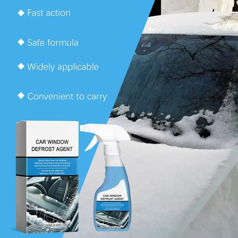250ml Windshield De-Icer Instantly Melts Ice Snow Melting Defrost Liquid Snow Melting Spray Car Window Glass Deicing