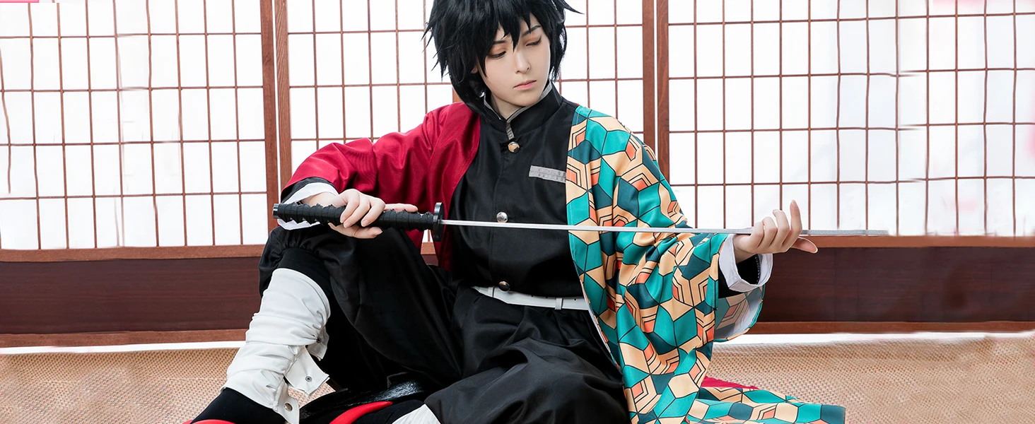 Giyuu Cosplay Kimono Outfit Robe Uniform Suit Halloween