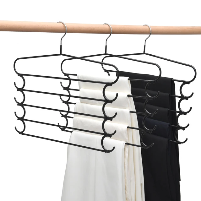 Space Saving Hangers Black 5 Pack Closet Organizer Hangers Space