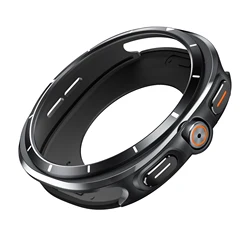 Rugged Shockproof Protective Case with Back Cover and Metal Bumper for Galaxy Watch 8 44mm (Black white oil)