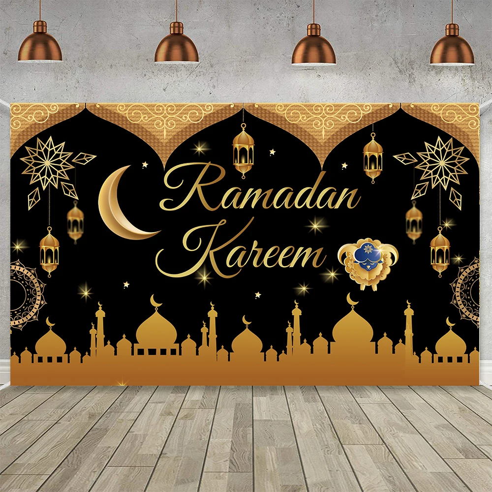 180x110cm Ramadan Background Cloth Banner Eid Mubarak Backdrop Decor 2026 Ramadan Decorations Eid Party Photography Prop Supply