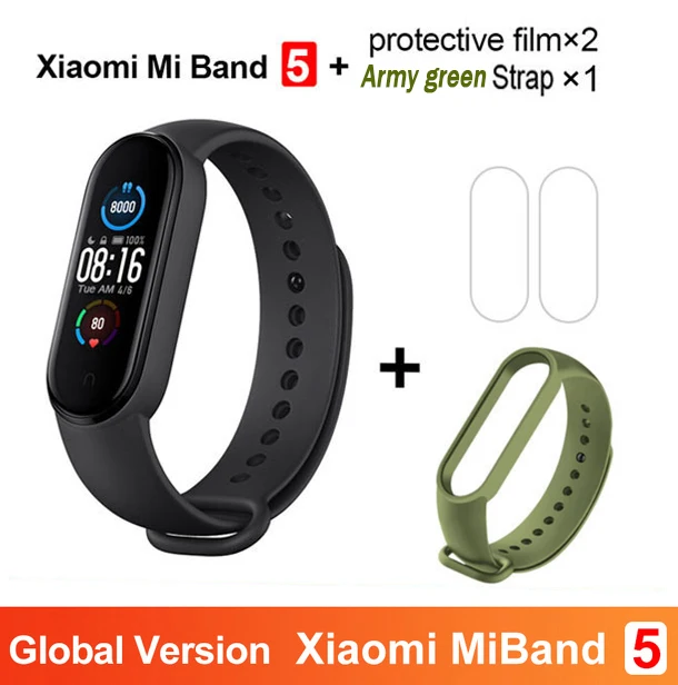 Global Xiaomi Mi Band 5 Smart Bracelet 1: 1 Large AMOLED Screen Heart Rate Fitness Traker Bluetooth 5.0 Sports Waterproof Band 5 