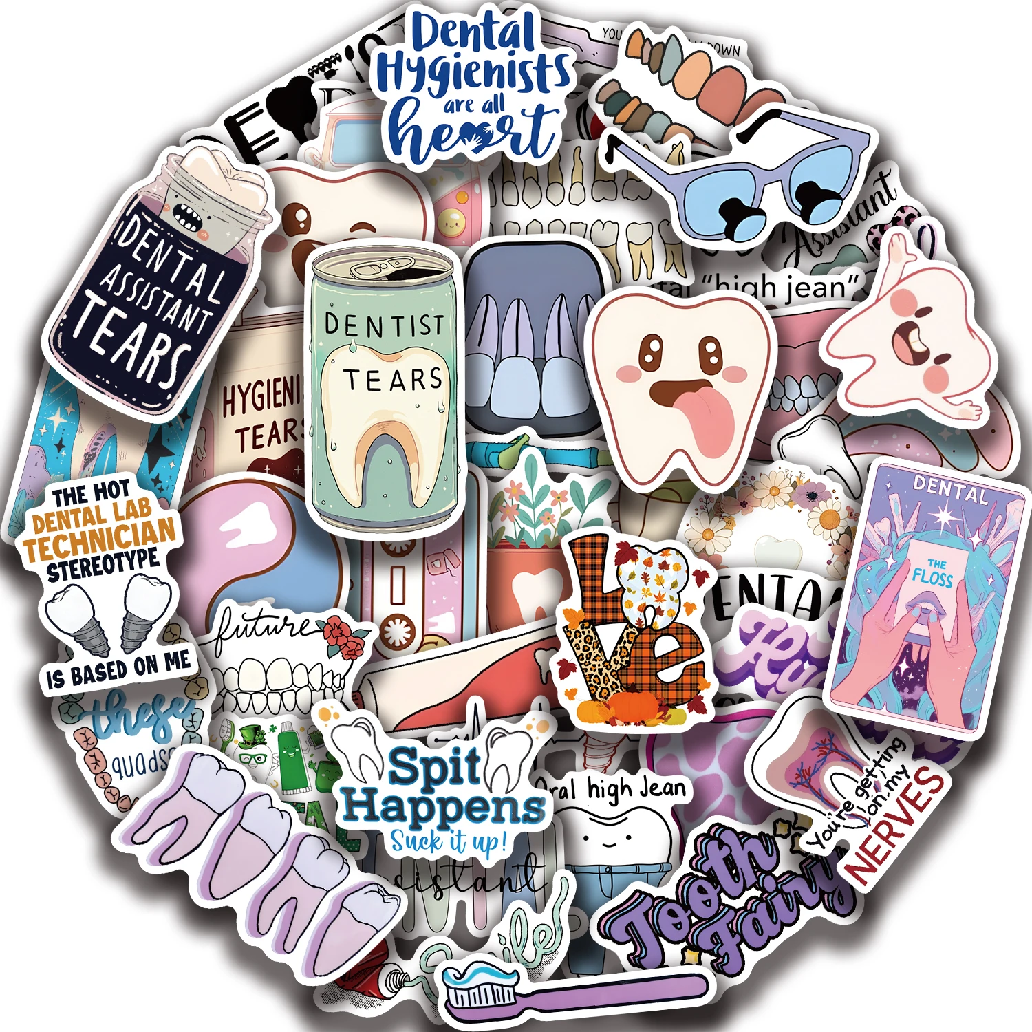 50Pcs Nette Dental Zahn Geformt Aufkleber Cartoon Zähne Aufkleber Zahnarzt Shop Zahnbürste Label Dekoration Zahnmedizin Geschenke – Detail 12
