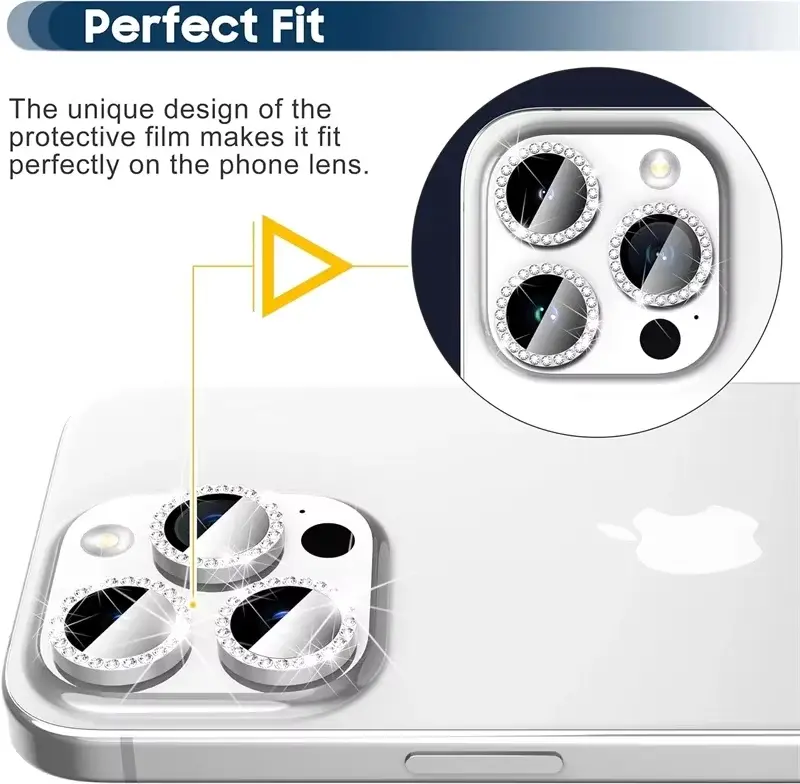 Glitter Diamond Rhinestone Camera Lens Protector for iPhone 17 Pro Max 16 16Pro 15 14  Plus 13 12 Mini 11 Air 17Pro 13Pro 12Pro - Image 3