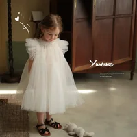 HoneyCherry Girls Handmade Splicing Fluffy Gauze Princess Dress Summer New Foreign Dresses Party Dress for Kids Girl 1