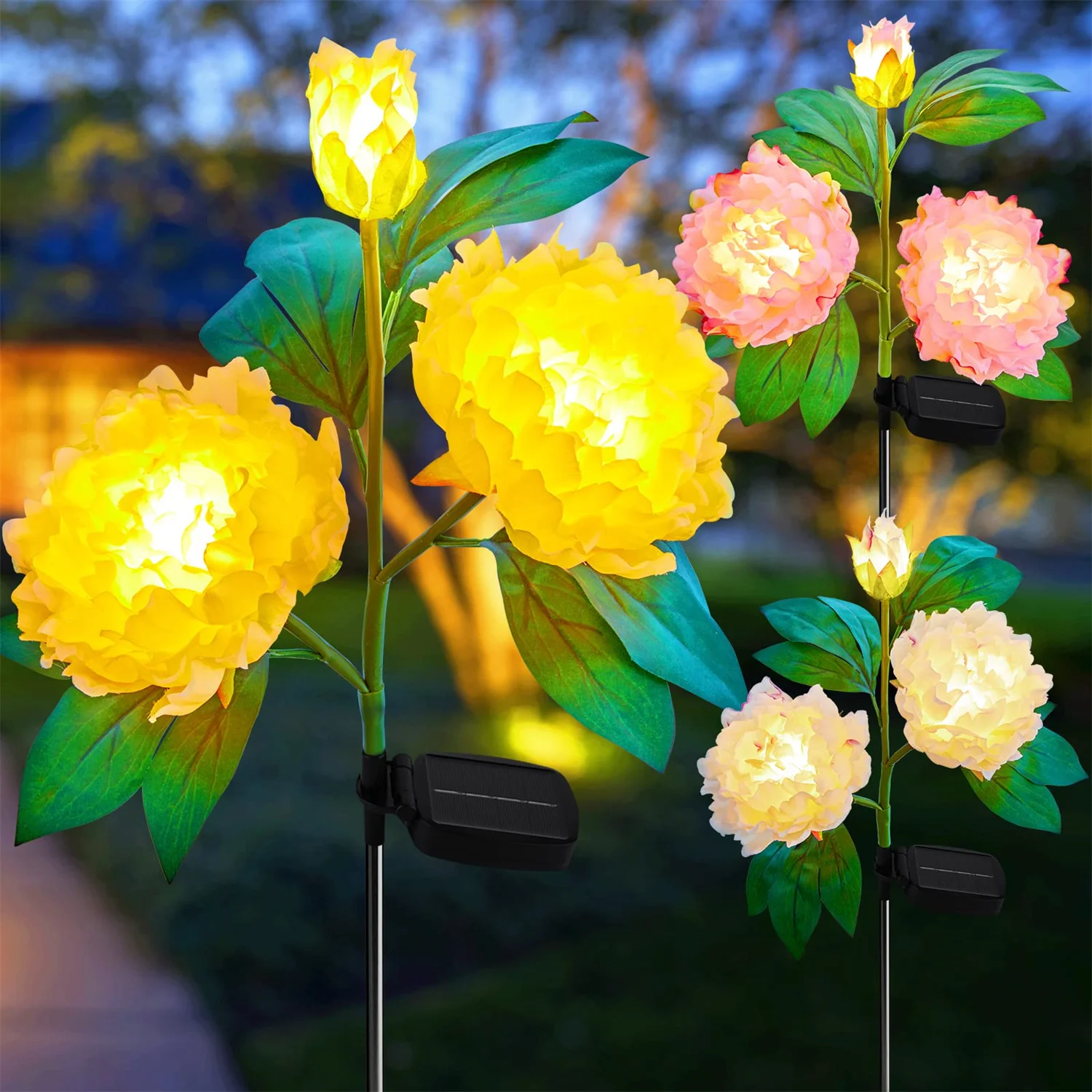 Solar Peony Flower Lights Home Decoration Landscape Lamp Waterproof Outdoor for Yard Garden Porch Lawn Backyard Decor Lighting 2