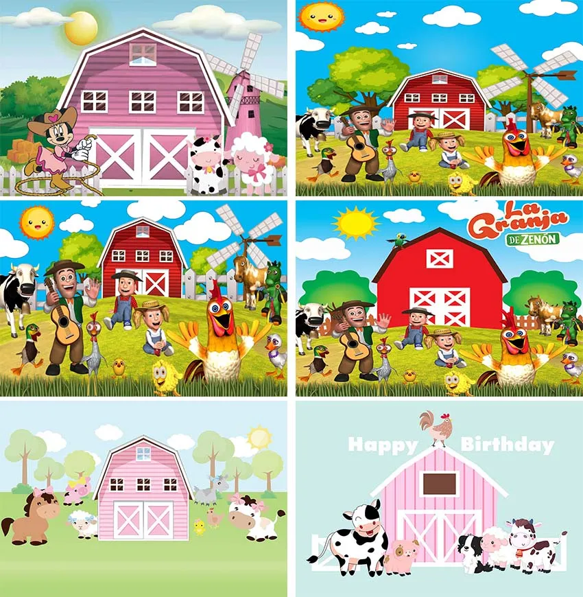 Sfondo Fotografico Personalizzato Green Grass Farm Photo Booth Vinyl La Granja De Zenon Photo Studio Kids 1St Birthday Background