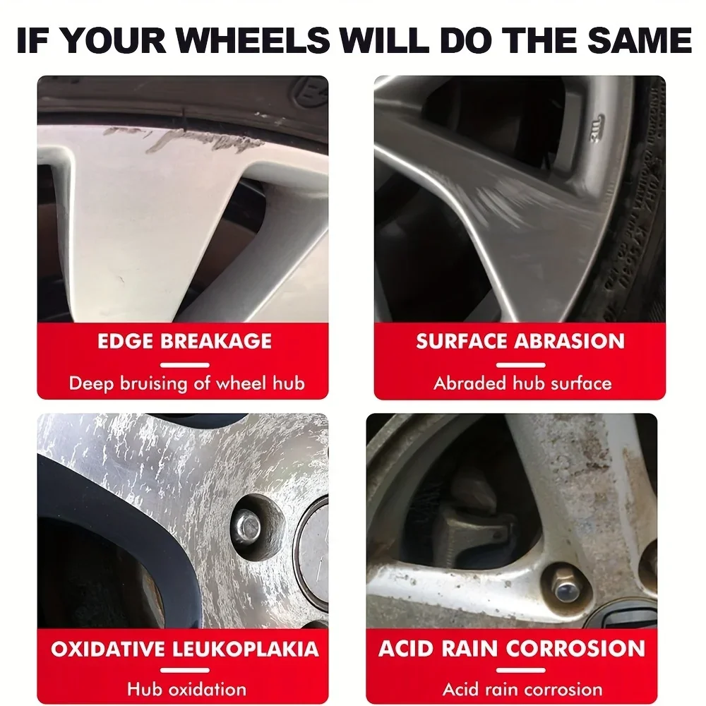 Wheel Repair Kit Wheel Rim Repair Paste Car Wheel Chrome Repair Paste Professional Restoration Protection for Metal Rims Wheel Hub Polish Chrome Plating Agent