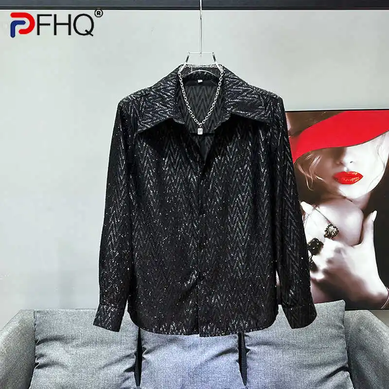 

PFHQ Men's Heavy Industry Bright Silk Shirts Loose Chic Versatile Light Luxury Advanced Original Summer Tops Temperament 21Z4325