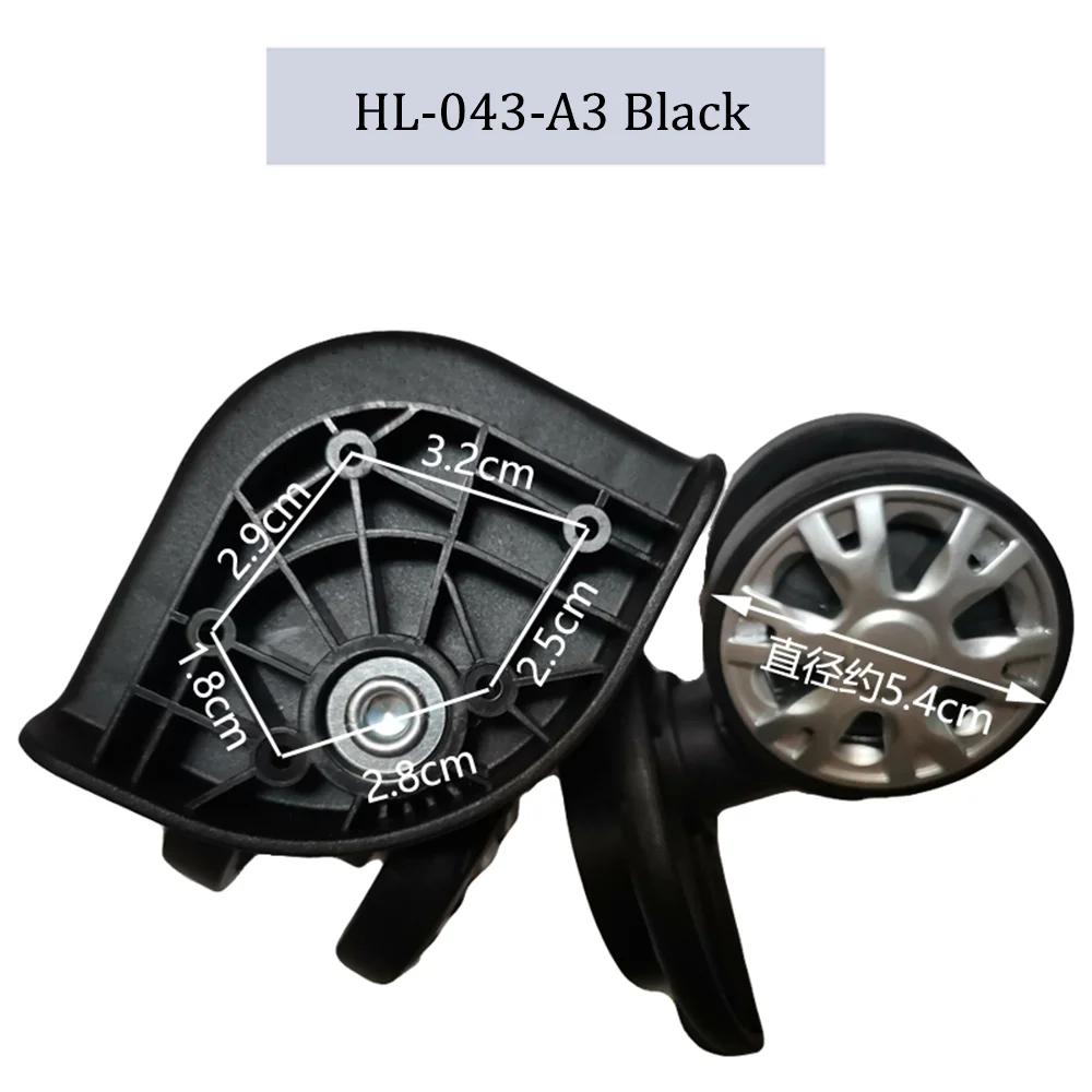 For HL-043-A3 Black Nylon Luggage Wheel Trolley Case Wheel Pulley Sliding Casters Universal Wheel Repair Slient Wear-resistant