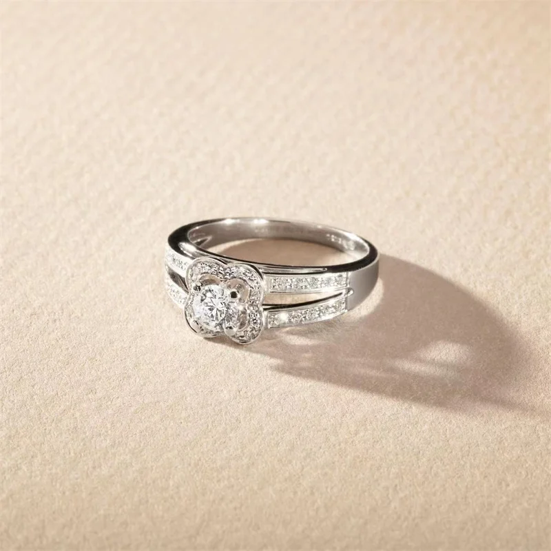 Anillo de plata 925 con trébol n ° 2 para mujer, joyería de lujo de