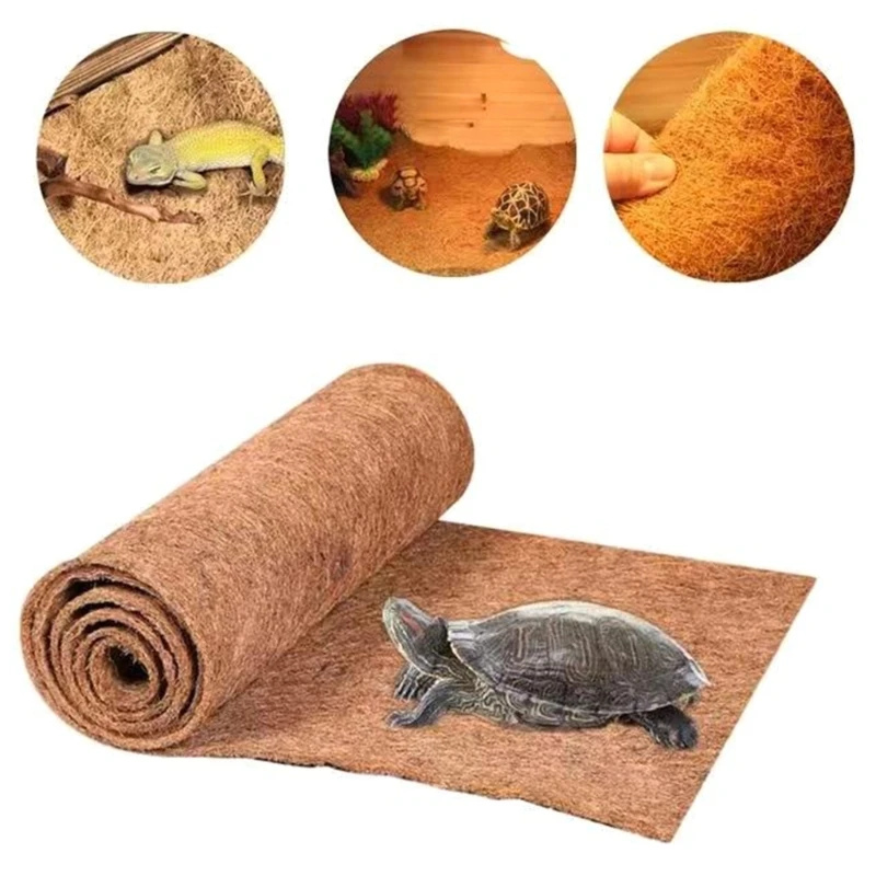 Reptiles Carpet Natural Fiber Mattress Tortoises Mat Pet Terrarium Liners Pad Brown Bedding for Lizards, Snake reptile bedding material reptile carpet