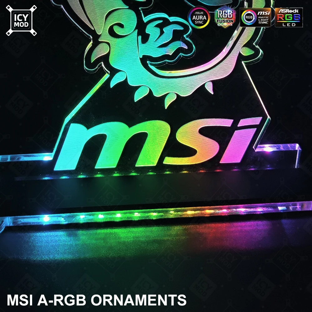 Msi Gaming Figura A-rgb Arco-íris Led Acrílico Painel de Iluminação 5v3pin Místico Iluminação pc Água Refrigerar Mod Crença Dragão Decoração - Imagem 5