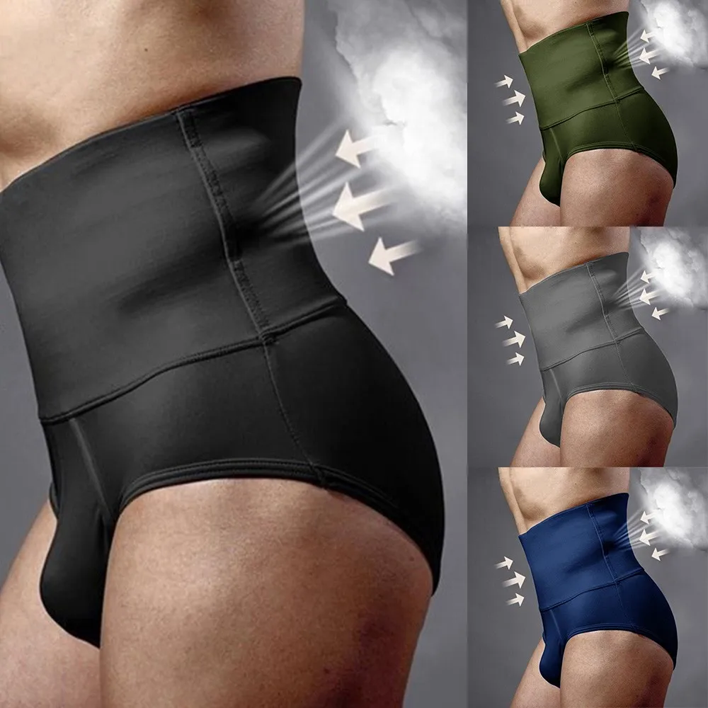 

Mens Compression High Waist Boxer Briefs Tummy Slim Body Shaper Girdle Underwear Men's Sexy Panties Mesh Breathable Briefs New