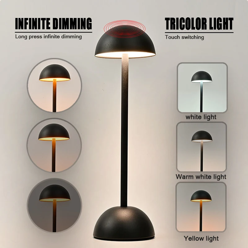Mushroom Lamp LED Metal Wireless Touch Switch Desk Lamp for Bedroom Bedside Matte Atmosphere Night Light Table Lamp LED Light 3