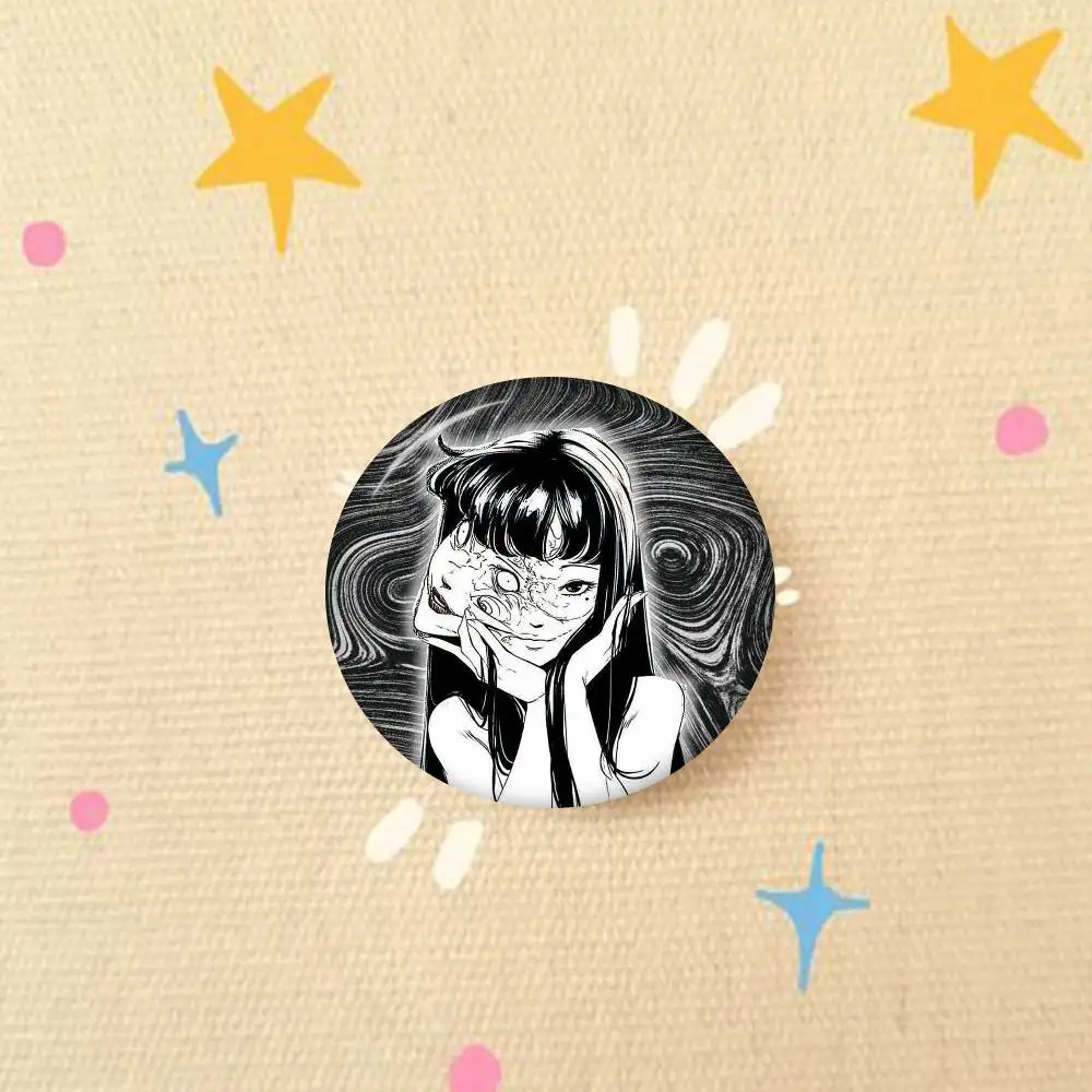 Junji Ito Horror Manga Cute Anime Figure Handmade Tinplate Brooch Badge
