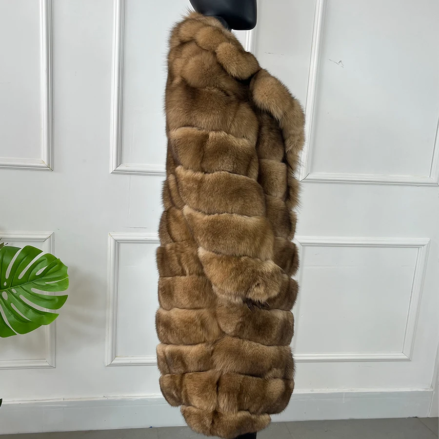 Women Real Fox Fur Coat Winter Genuine Fur Jacket Mid-Length Women Warm Best Selling Natural Fox Fur Coat
