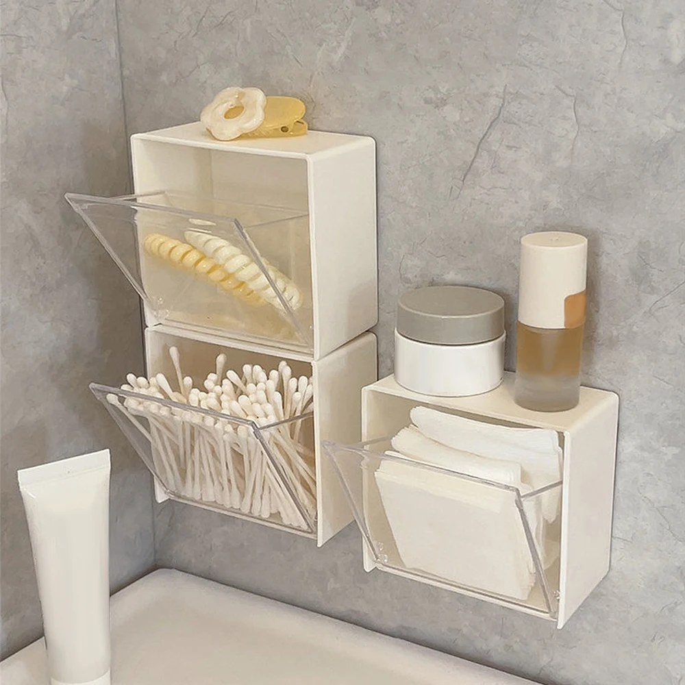 Transparent Plastic Wall Shelf Bathroom Organizer Makeup for Cotton