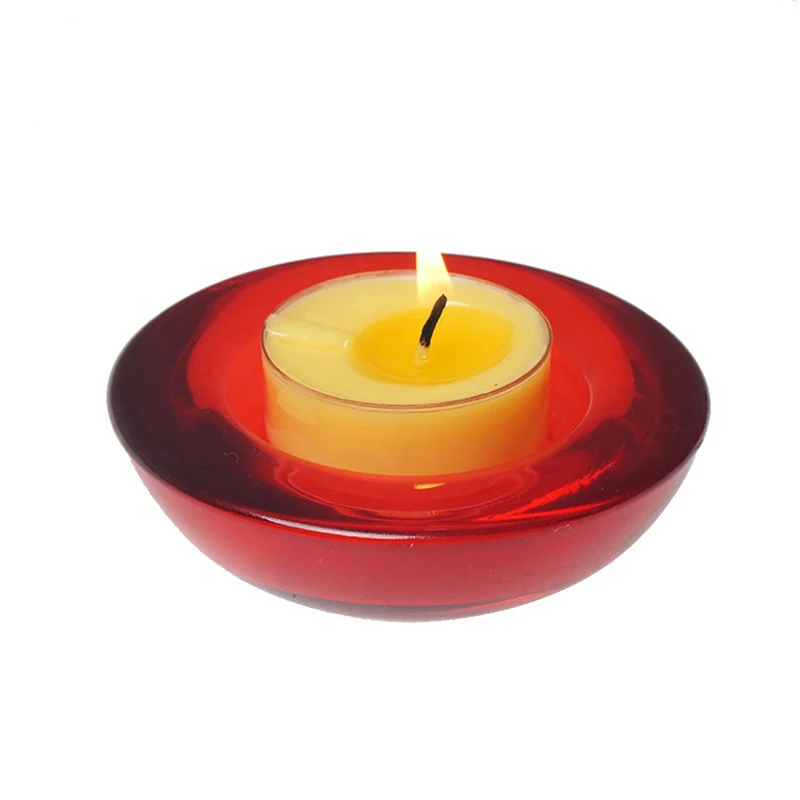 Tealight Candle Holder, Round Glass Candle Holder Decoration, 4.5cm Diameter, Red, Clear, Yellow, Purple, Green for Home