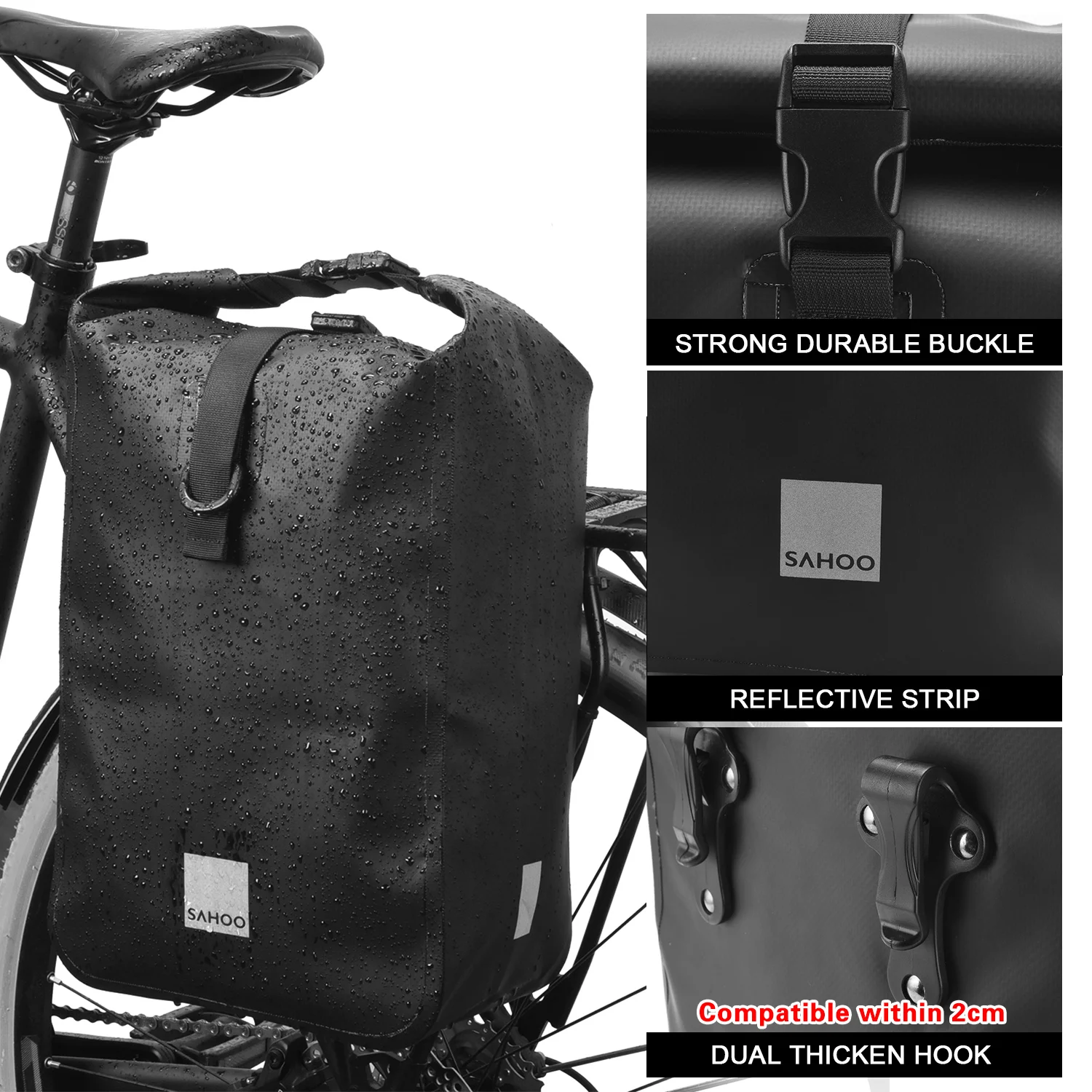 Cycling Bicycle Bike Rear Seat Trunk Bag Large Capacity Outdoor Sports Pouch Rack Panniers Shoulder Handbag Reflective Rear Bag