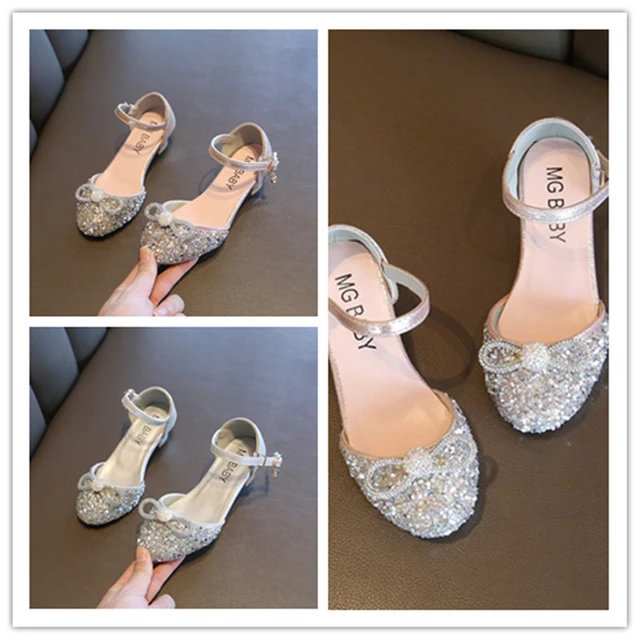 Girls' Glittery Kitten Heeled Dress Shoes with Rhinestone Ankle Strap by  Badgley Mishcka