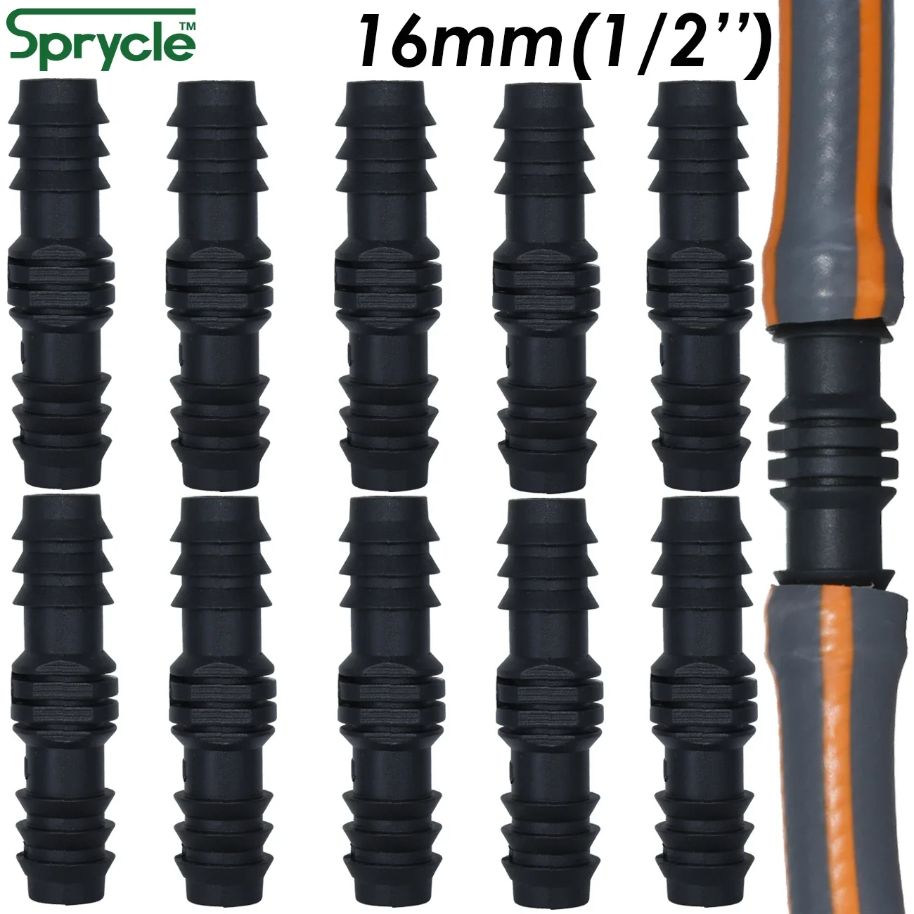 Pipe Connector 10PCS 16mm Couplings Straight Micro Drip Irrigation 1/2'' PE Pipe Tubing Hose Repair Fitting Garden Watering