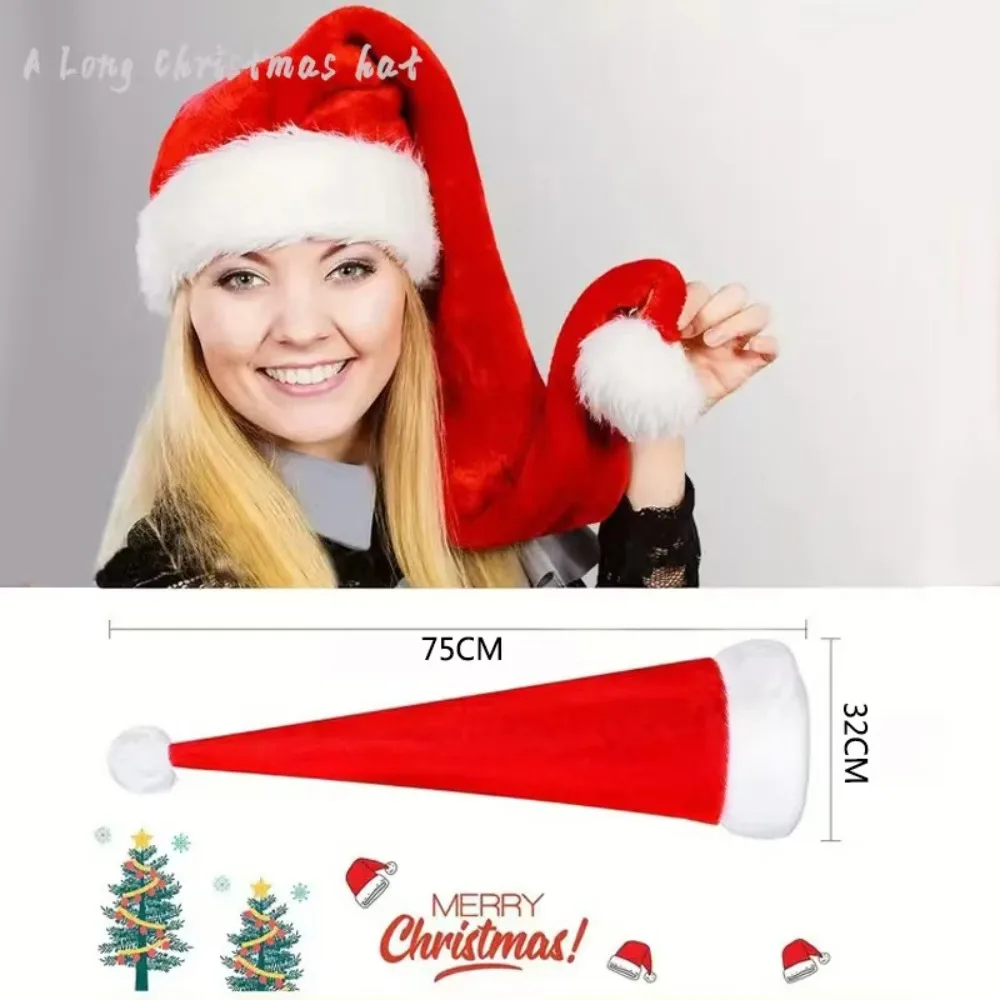 Super Long Christmas Hats Soft Comfortable Velvet Christmas Hat Durability Kids Adult Santa Hat Men's and women's