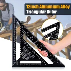 Precision 12 - Inch Red Aluminum Alloy Triangle Ruler | Durable Metal Construction with Angle Finder and Metric Scale (Black)