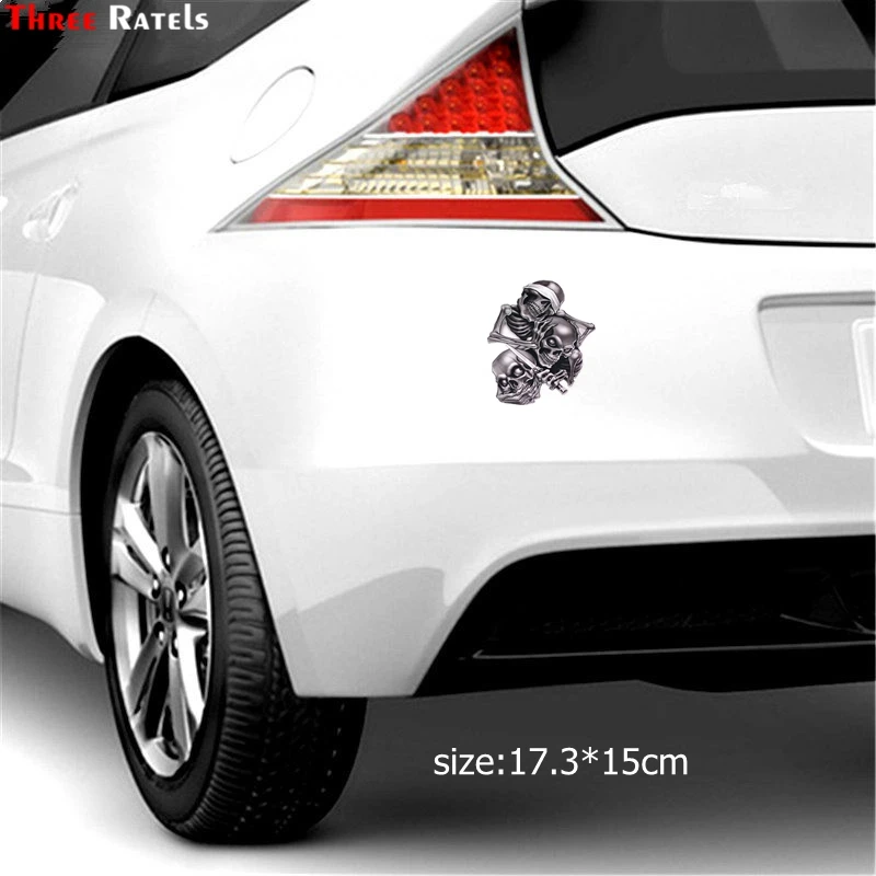Three Ratels Tz-1330#17.3*15cm See Nothing Hear Say Speak No Evil Skull Car  Stickers Funny Sticker - Car Stickers - AliExpress