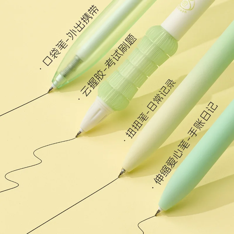 Lopet 4pc/Set Student Stationery Gel Pen Rotate/Press Quick-drying Fragrance Black Core Multiple Styles Writing Experience 4