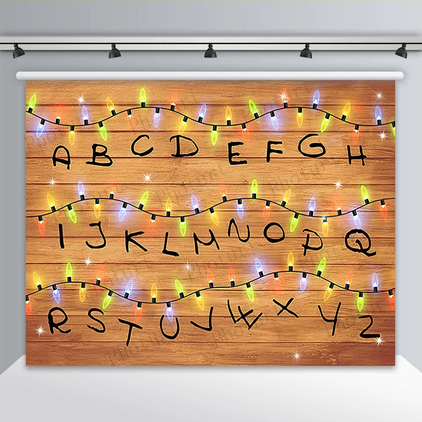 thumbnail image 1 of PHOTURT Stranger Things Party Backdrop Birthday Christmas Decoration Background Lights Alphabet Vinyl Photography Booth Props, 1 of 4