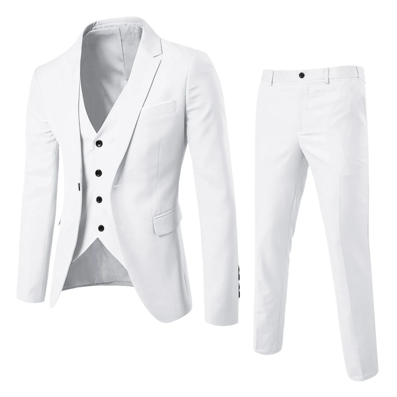 Men Jacket Suit Slim 3 Piece Suit Business Wedding Dress Party Vest Long Pants Coat Waistcoat Korean Professional Uniform mens suit