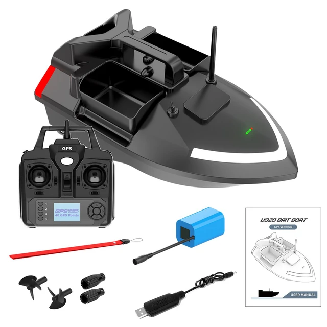 2PCS V020 GPS Fishing Bait Boat 500m Remote Control Bait Boat Dual Motor  Support Automatic Cruise/Return/Route Correction