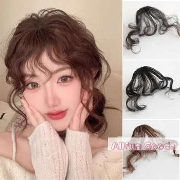 Frangia Finta alla Moda, Estensione per Capelli Stile Fumetto, Frangia Naturale Voluminosa con Clip, Riccia, Estensione Frontale per Capelli, Parrucca