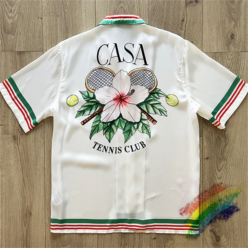 

Tennis Club CASABLANCA Shirt Men Women Best Quality 2023ss Hawaiian Beach Silk Shirts