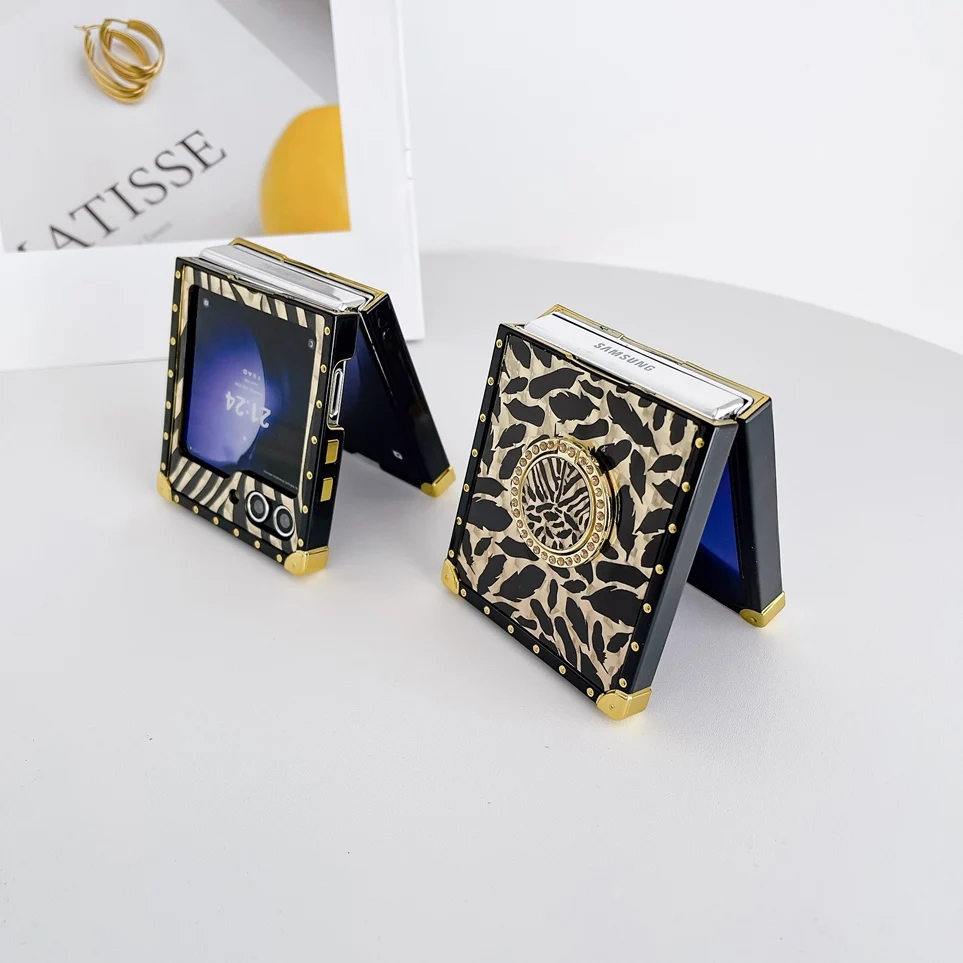Luxury Leather Ring Case with Gold Stand – Premium Phone Cover